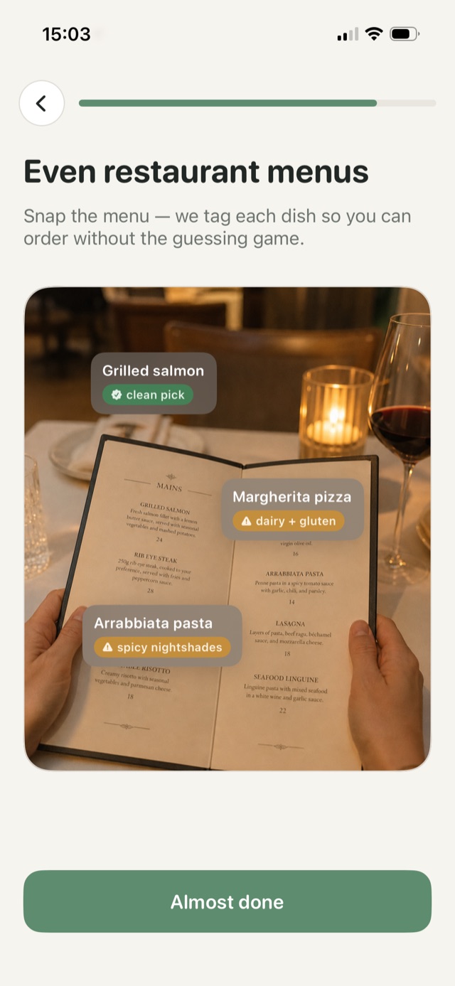 unflare tagging restaurant menu dishes against your triggers